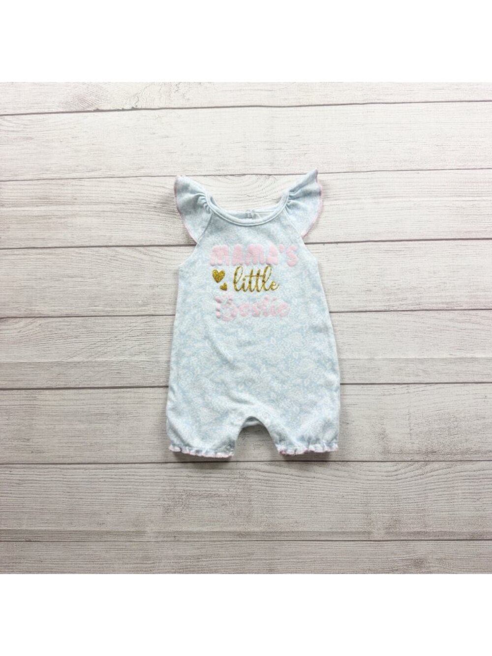 Baby Starters Mamas Little Bestie Blue Sleeveless Romper Infant Girls 9-12 Month